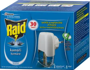 Raid elektrický odpařovač s tekutou náplní proti komárům, 30 nocí, 1+21 ml Raid elektrický odpařovač s tekutou náplní proti komárům, 30 nocí, 1+21 ml