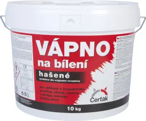 Vápno na bílení, hašená vápenná barva, Čerťák, 10 kg Vápno na bílení, hašená vápenná barva, Čerťák, 10 kg