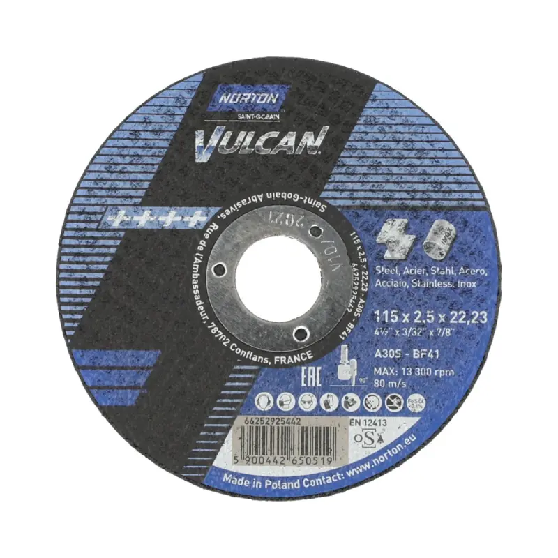 115x2.5x22.23 A30S Norton Vulcan Inox BF41 115x2.5x22.23 A30S Norton Vulcan Inox BF41