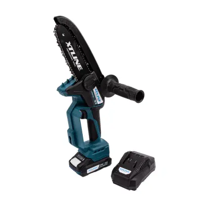 Aku řetězová mini pila bezuhlíková 18 V + baterie 2.0 Ah + nabíječka 2,4 A