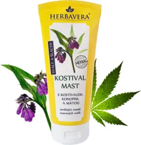 Herbavera kostivalová mast s konopím a mátou, 200 ml