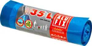Alufix Premium pytle na odpad, zatahovací, 20 µ, 53 × 60 cm, 35 l, 15 ks