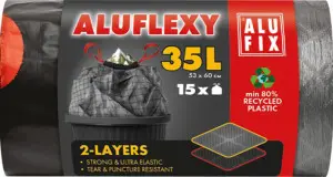 Alufix pytle na odpad, zatahovací, 28µ , 53 x 60 cm, 35 l, 15 ks
