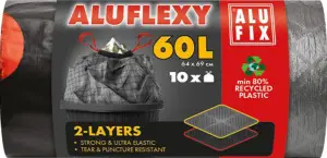Alufix pytle na odpad, zatahovací, 33µ , 64 x 69 cm, 60 l, 10 ks