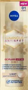 Nivea Luminous630 CC krém 3 v 1, světlý odstín, OF 30, 40 ml
