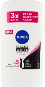 Nivea Black & White Invisible Clear tuhý antiperspirant, 50 ml