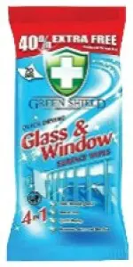 Green Shield 4v1 Okna a skleněné povrchy vlhčené čistící ubrousky 70 kusů Green Shield 4v1 Okna a skleněné povrchy vlhčené čistící ubrousky 70 kusů