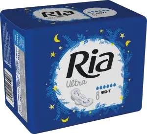 Ria Ultra Silk Night dámské vložky, 8 ks