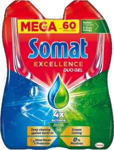 Somat Excellence Duo gel do myčky na mytí nádobí, 2× 540 ml, 60 dávek