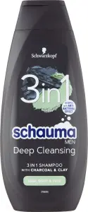 Schauma šampon Men 3v1 Charcoal & Clay, 400 ml