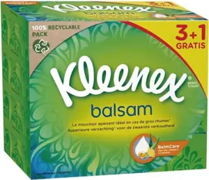 Kleenex Balsam 3vrstvé papírové kapesníčky v krabičce, 4× 64 ks, 3+1