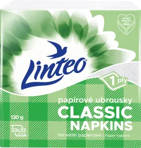 Linteo Classic 1vrstvé bílé papírové ubrousky, 33 x 33 cm, 100 ks