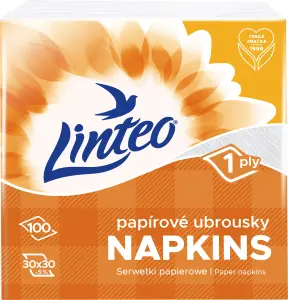 Linteo papírové ubrousky 1vrstvé 30 x 30 cm, 100 ks
