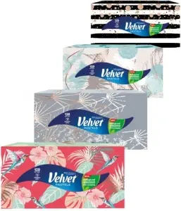 Velvet Pastels hygienické kapesníky 3vrstvé, box 120 kusů