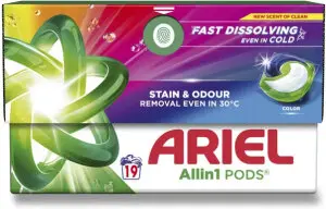 Ariel All in 1 Pods Color gelové kapsle na praní na barevné prádlo 19 kusů