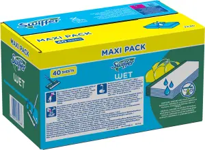 Swiffer Wet náhradní čisticí ubrousky na podlahu Maxi Pack, 40 ks