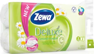 Zewa Deluxe Camomile Comfort 3vrstvý toaletní papír, 8 rolí, 19,3 m role Zewa Deluxe Camomile Comfort 3vrstvý toaletní papír, 8 rolí, 19,3 m role