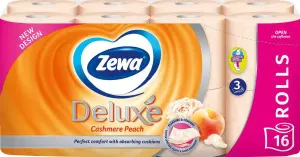 Zewa Deluxe Cashmere Peach 3vrstvý toaletní papír, 16 rolí, 19,3 m role Zewa Deluxe Cashmere Peach 3vrstvý toaletní papír, 16 rolí, 19,3 m role