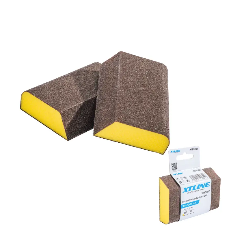 Brusná houba tuhá zkosená | 100x70x25 mm, zr. 120