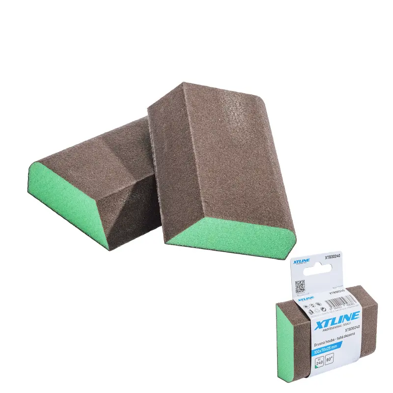Brusná houba tuhá zkosená | 100x70x25 mm, zr. 240