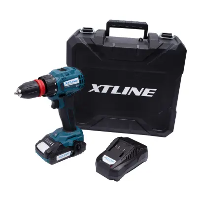XTLINE Aku vrtačka 2v1 bezuhlíková 18 V, 45 Nm + baterie 2.0 Ah + nabíječka 2.4 A + box