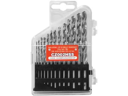 Sada vrtáků 13 dílná, 1,50-6,50x0,5mm+3,3+4,2 S338RCZ002HSS