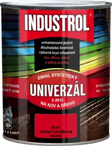 Industrol S2013 univerzál lesk vrchní barva na kov a dřevo, 8191 tmavá červeň rumělka, 750 ml Industrol S2013 univerzál lesk vrchní barva na kov a dřevo, 8191 tmavá červeň rumělka, 750 ml