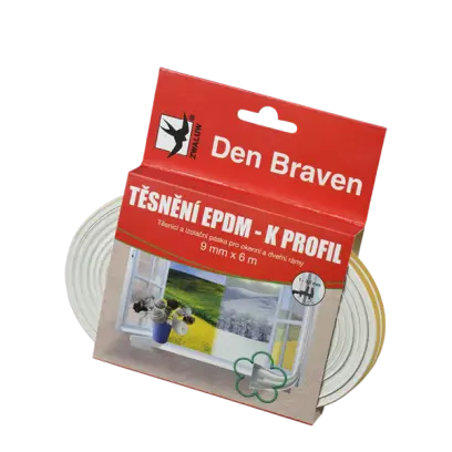 Těsnicí profily z EPDM pryže D, 9 mm × 6 mm, délka 6 m 6 m bílá