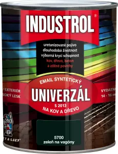 Industrol S2013 univerzál lesk vrchní barva na kov a dřevo, 5700 vagónová zeleň, 750 ml