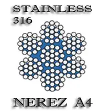 Lano z nerezové oceli A4 DIN 3060 (7x19) 6mm - 100m/balení