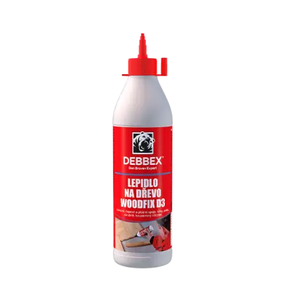 Lepidlo na dřevo WOODFIX D3 500 g dóza bílá, po vytvrzení transparentní