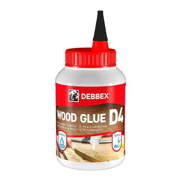 Polyuretanové lepidlo na dřevo D4 500 g dóza medově hnědá Polyuretanové lepidlo na dřevo D4 500 g dóza medově hnědá