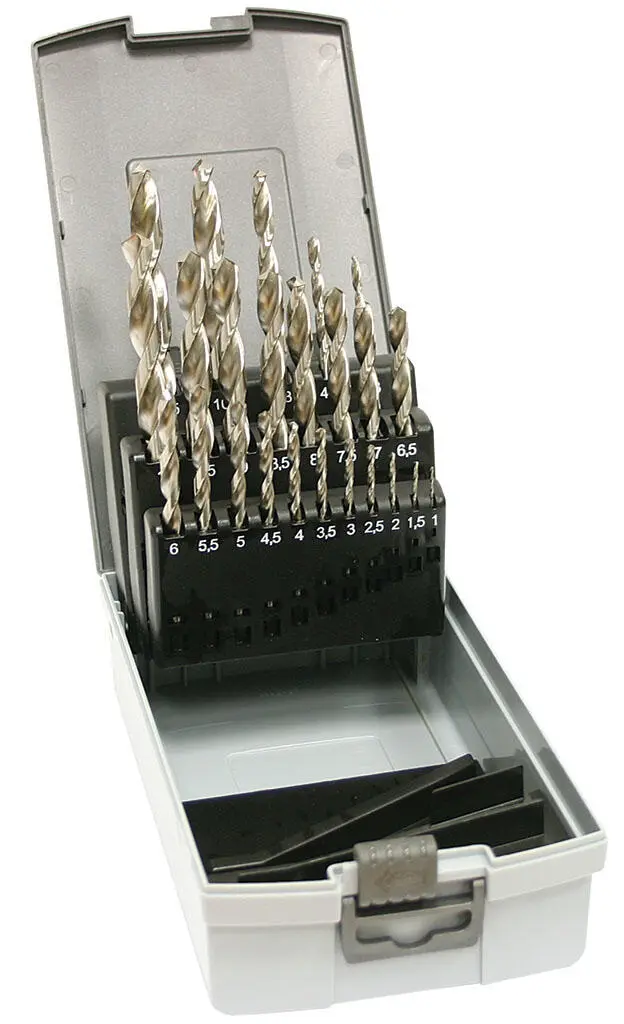 Sada vrtáků 24-dílná, 1,00-10,00x0,5mm+3,3+4,2+6,8+10,2+10,5 S338RCZ002HSS, plastová krabička Sada vrtáků 24-dílná, 1,00-10,00x0,5mm+3,3+4,2+6,8+10,2+10,5 S338RCZ002HSS, plastová krabička