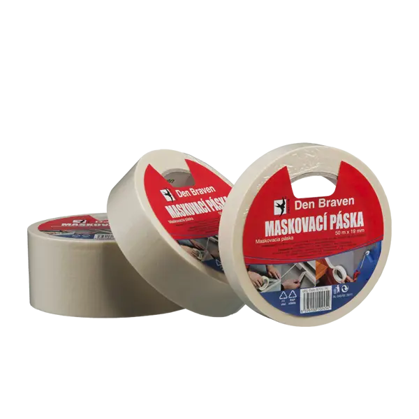 Maskovací krepová páska +80 °C 50 mm, délka 50 m 50 m světle žlutá