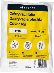 Spokar Profi zakrývací fólie na malování, 12 µ, 20 m², 4 × 5 m