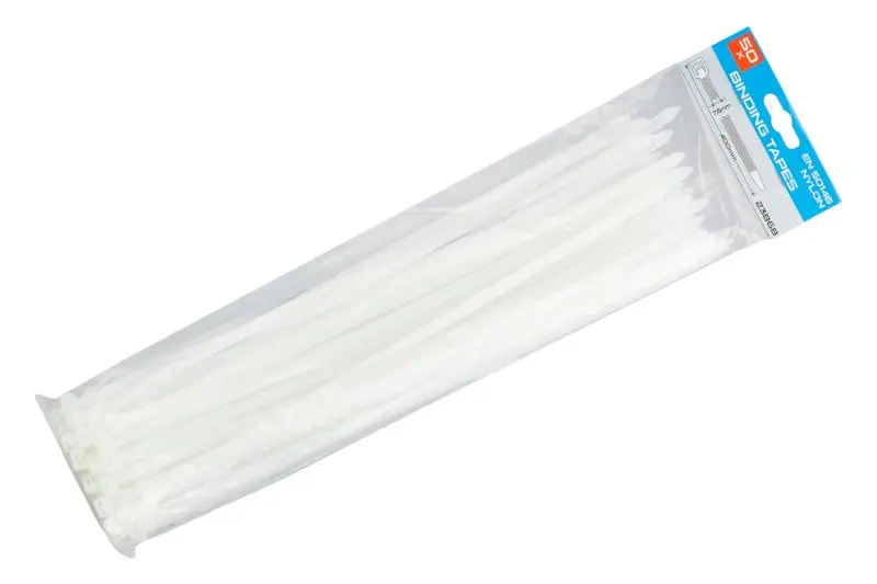 Pásky vázací 400x7.6mm 50ks bílá