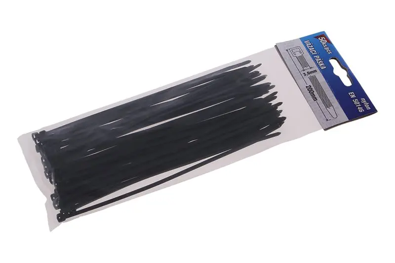 Pásky vázací 200x3.6mm 50ks černá Pásky vázací 200x3.6mm 50ks černá
