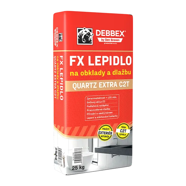 FX lepidlo na obklady a dlažbu QUARTZ EXTRA C2T 25 kg pytel šedá