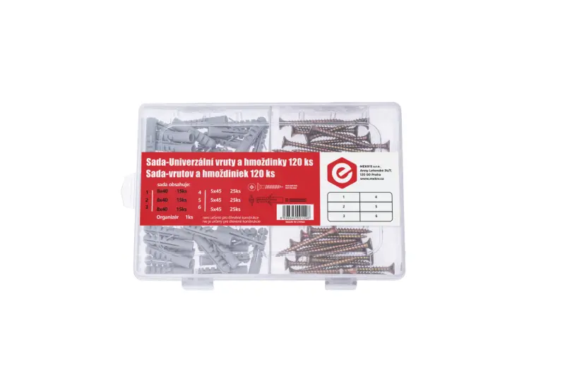 Sada - Univerzální vruty a hmoždinky 120ks