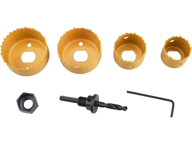 vrtáky vykružovací korunkové, 4 průměry O 32-54mm, HSS/Bi-metal