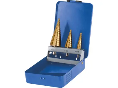 vrtáky stupňovité, sada 3ks, O 4-12/1mm, O 4-20/2mm, O 4-32/2mm, HSS