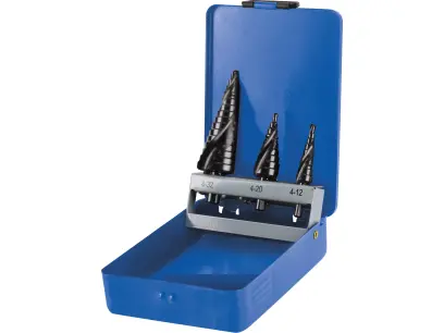 vrtáky stupňovité 20092, sada 3 ks, O 4-12/1 mm, O 4-20/2 mm, O 4-32/2 mm