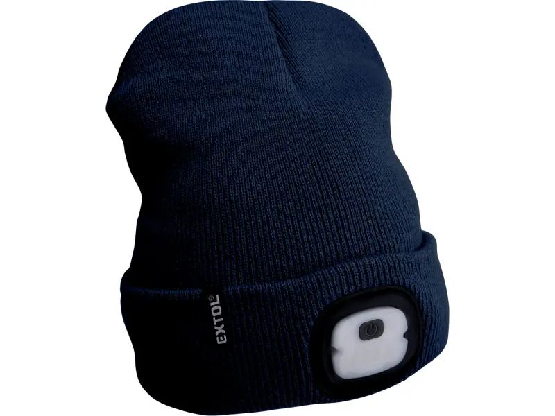 čepice s čelovkou 4x25lm, USB nabíjení, tmavě modrá, ECONOMY, univerzální velikost, 100% acryl čepice s čelovkou 4x25lm, USB nabíjení, tmavě modrá, ECONOMY, univerzální velikost, 100% acryl