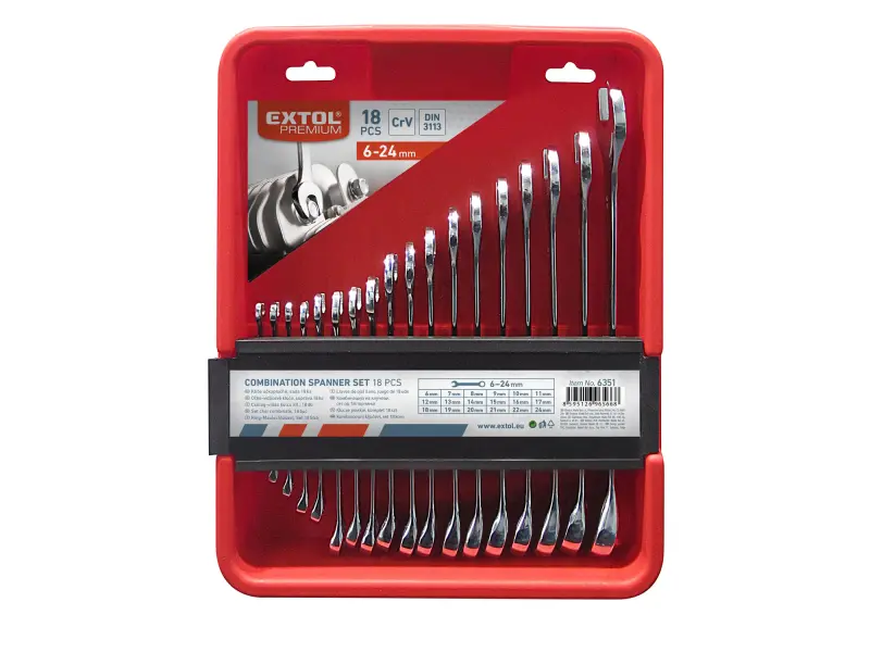 klíče očkoploché, sada 18ks, 6-24mm, CrV klíče očkoploché, sada 18ks, 6-24mm, CrV