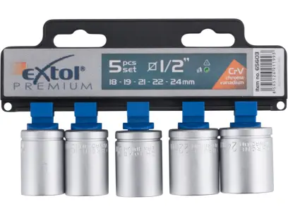 hlavice nástrčné, sada 5ks, 1/2