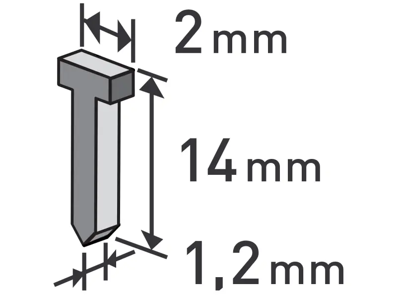 hřebíky, balení 1000ks, 14mm, 2,0x0,52x1,2mm