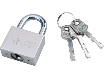 zámek visací kovový, 40mm matová-niklová povrchová úprava