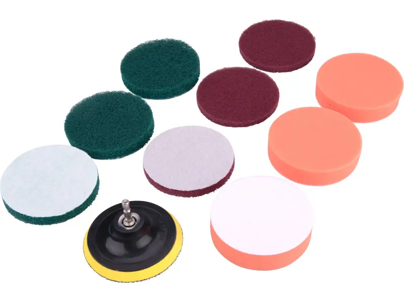 sada čistících/leštících výseků na vrtačku 10ks, průměr 100mm, 3x3druhy sada čistících/leštících výseků na vrtačku 10ks, průměr 100mm, 3x3druhy