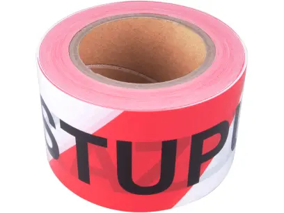 páska výstražná červeno-bílá, 75mm x 250m, PE, s nápisem ZÁKAZ VSTUPU po celé délce pásky