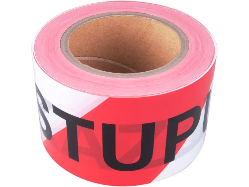 páska výstražná červeno-bílá, 75mm x 250m, PE, s nápisem ZÁKAZ VSTUPU po celé délce pásky